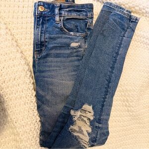 American Eagle Outfitters Blue Distressed Skinny Jeans